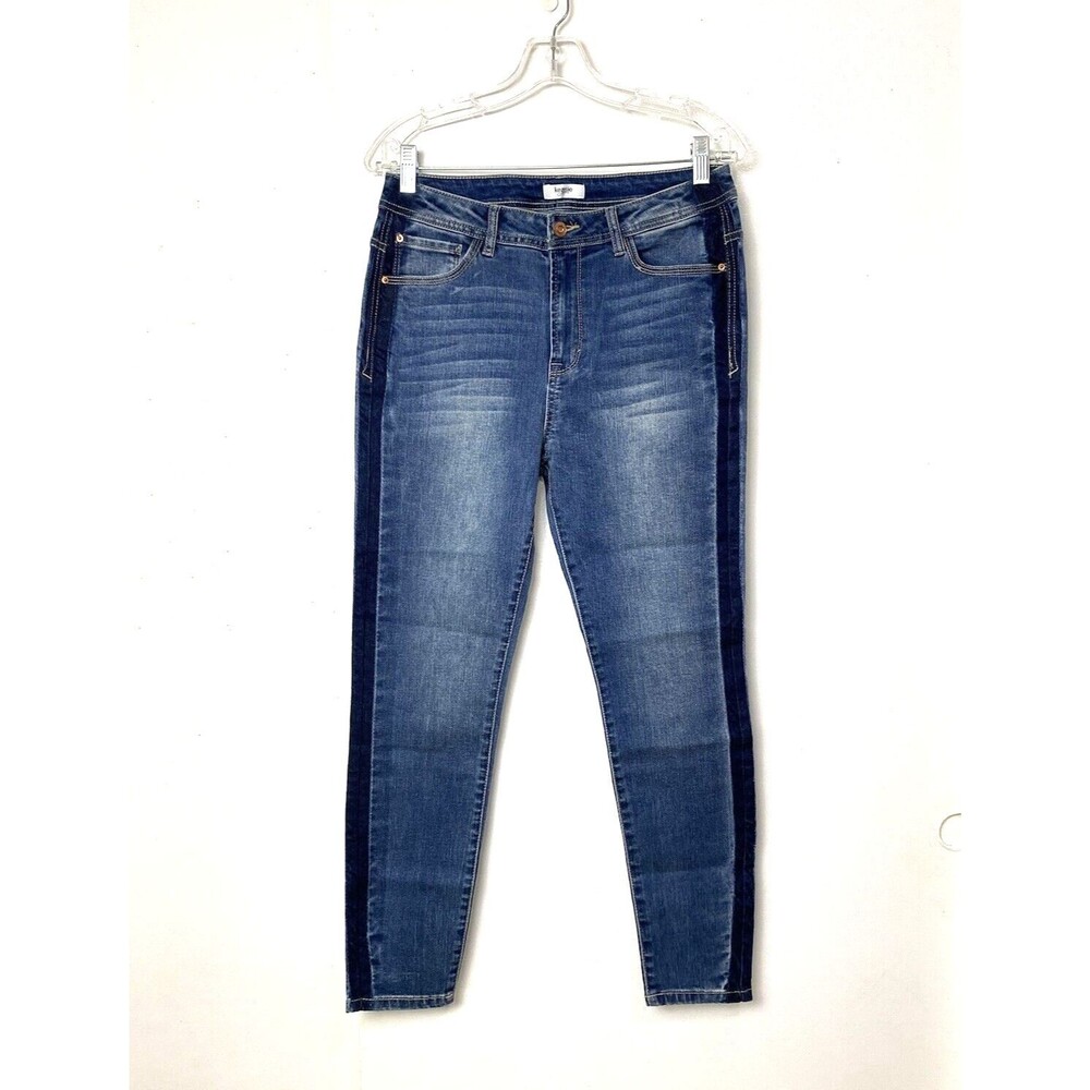 Kensie Women's Hig Rise Skinny Jeans Dark Wash Strech Denim Blue Size 8/29 Stipe